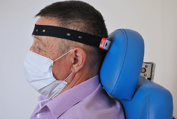 On the patient's head dressed sensors for bos-therapy