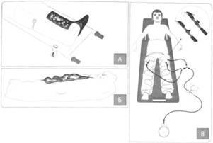 Standard transport tires A - medical pneumatic tire; B - medical pneumatic stretcher; B - anti-shock suit 