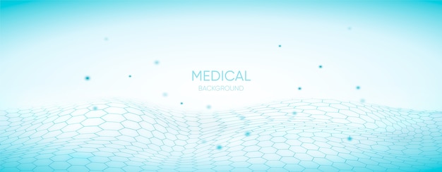 Medical background with hexagonal 3D grid