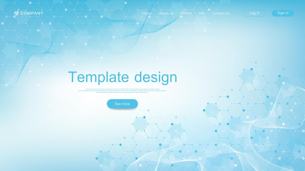 Design template medical target page. Abstract health banner template. Examine the scientific basis with the help of hexagons. Innovative sample. illustration.